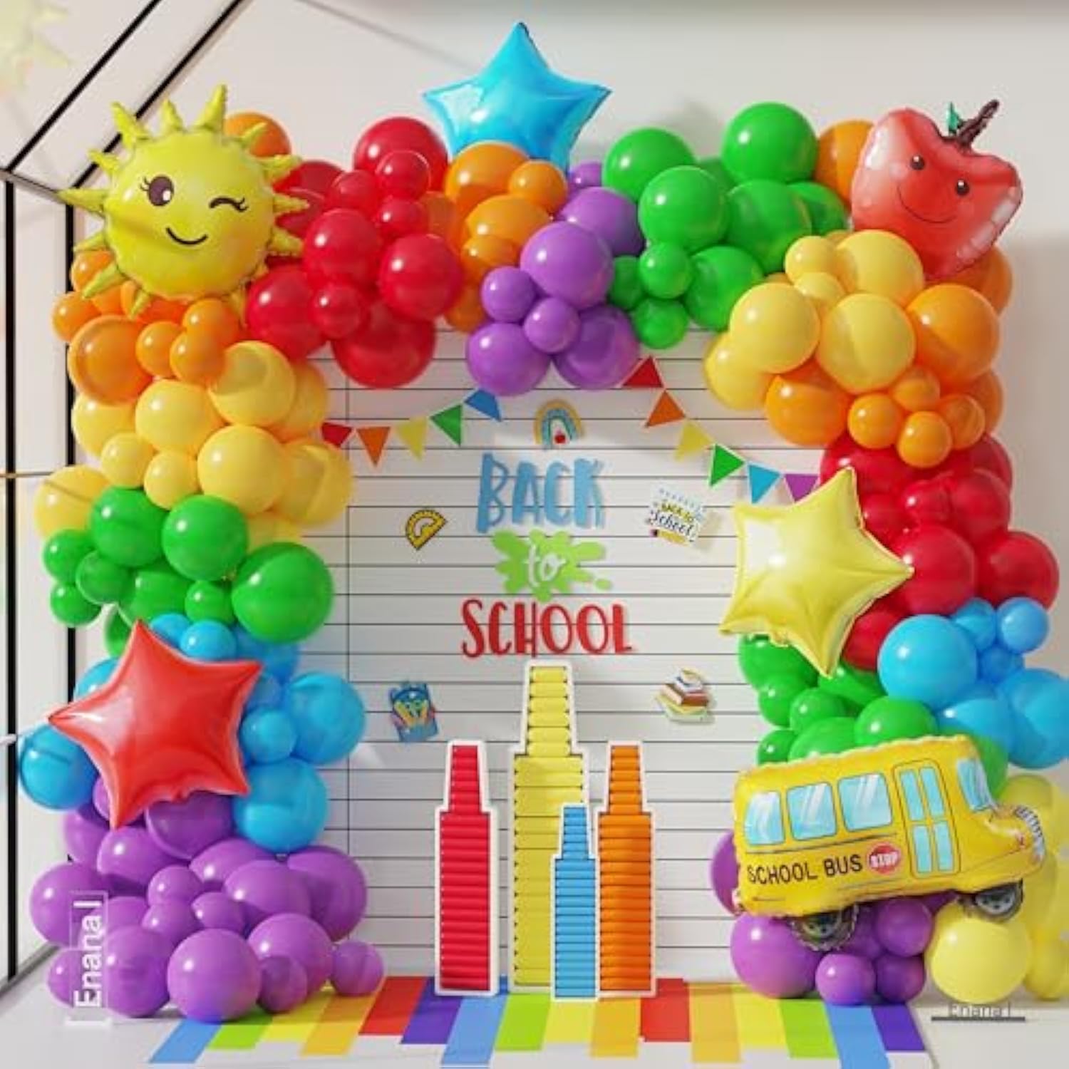 Back To School Balloon Garland Arch Kit, 158Pcs Rainbow Balloons With Theme Foil Balloons For Decoration, 100 Days Of School Graduation Party Supplies, Classroom Decor