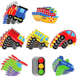 40 Pcs Transportation Birthday Party Decorations Classroom Decor Diy Car Cutout Cardboard Cutout Car Bus Train Plane Ship Helicopter Fire Truck Traffic Light Photo Prop With Glue Point Dot