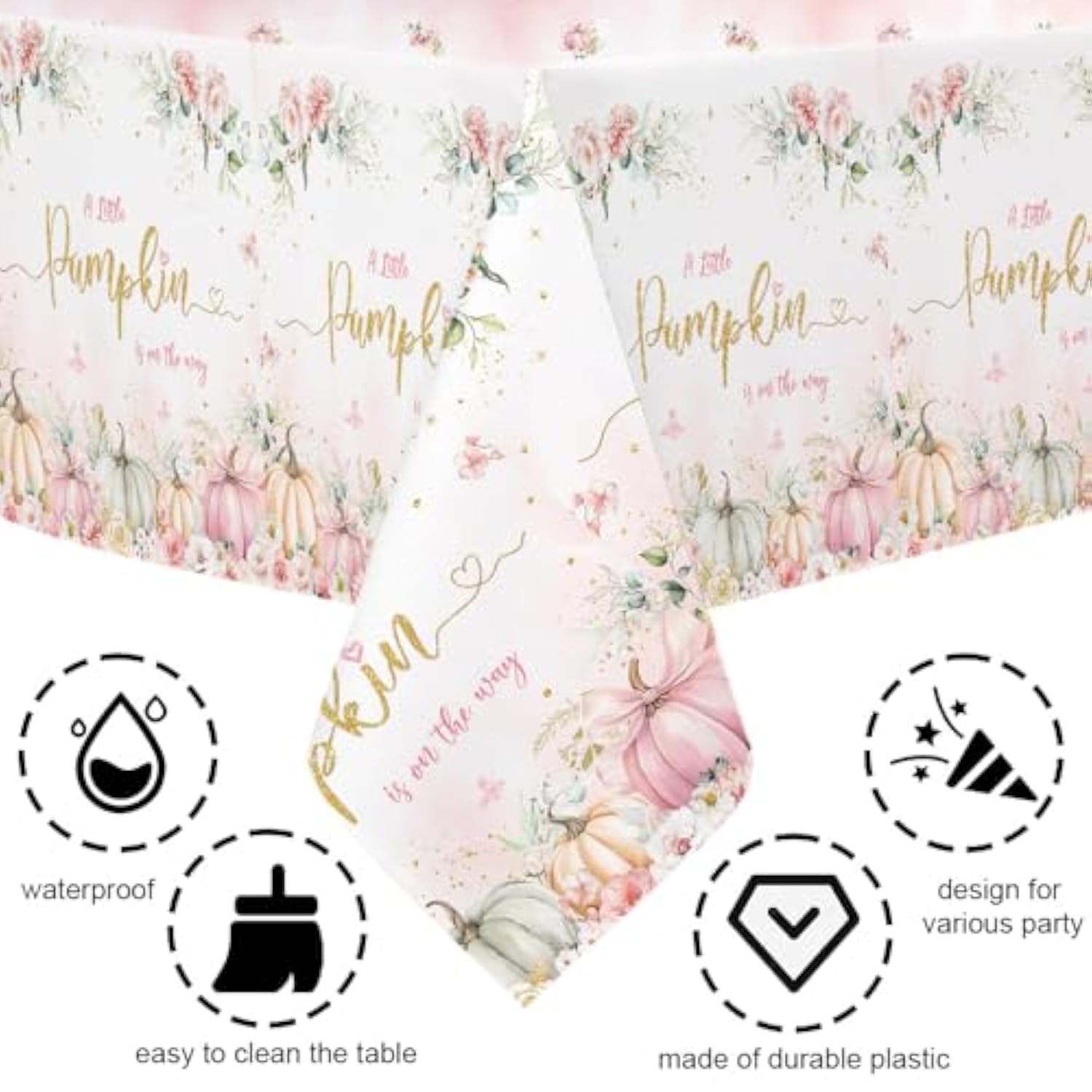 Fall Pumpkin Baby Shower Balloon Arch Kit: Pink, Gold & White Decor