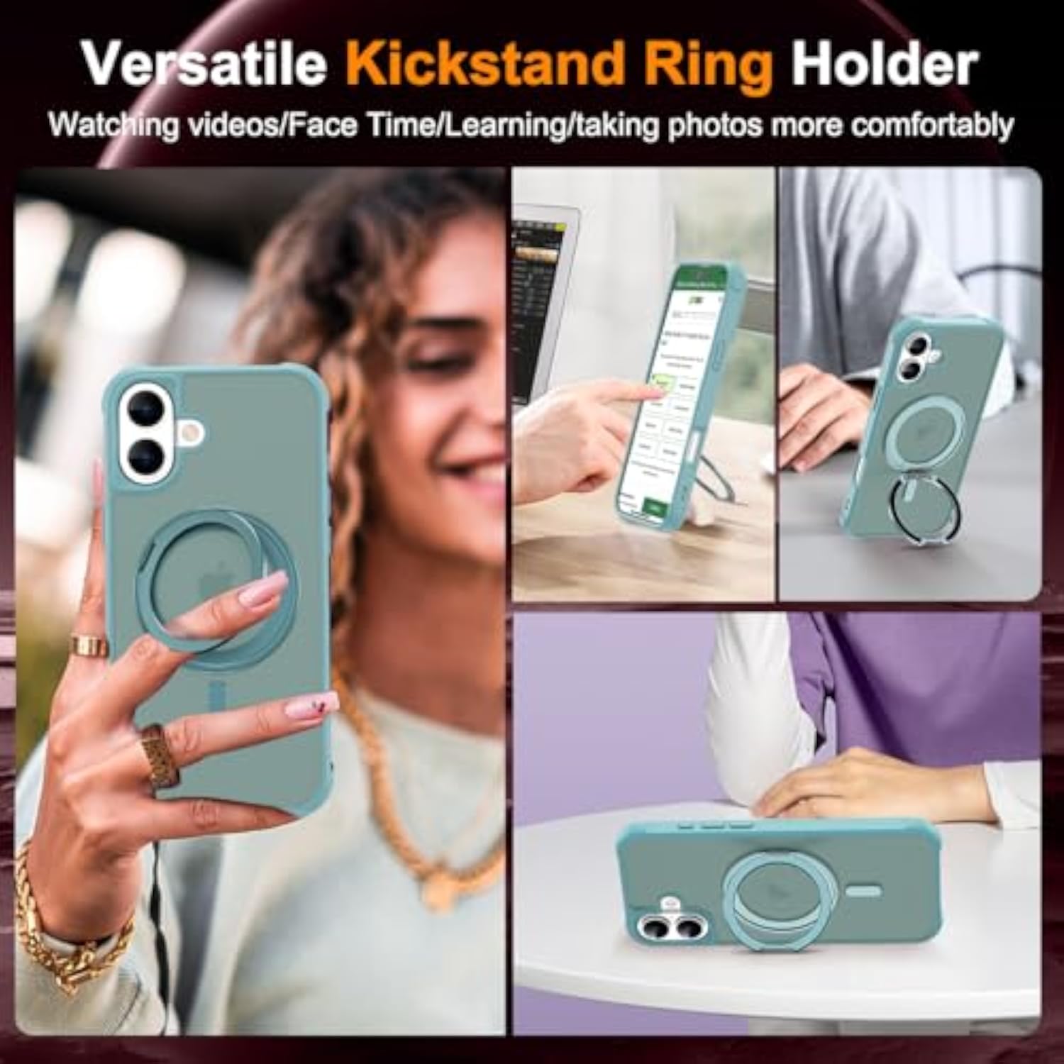 iPhone 16 Case with Stand 6.1" Green