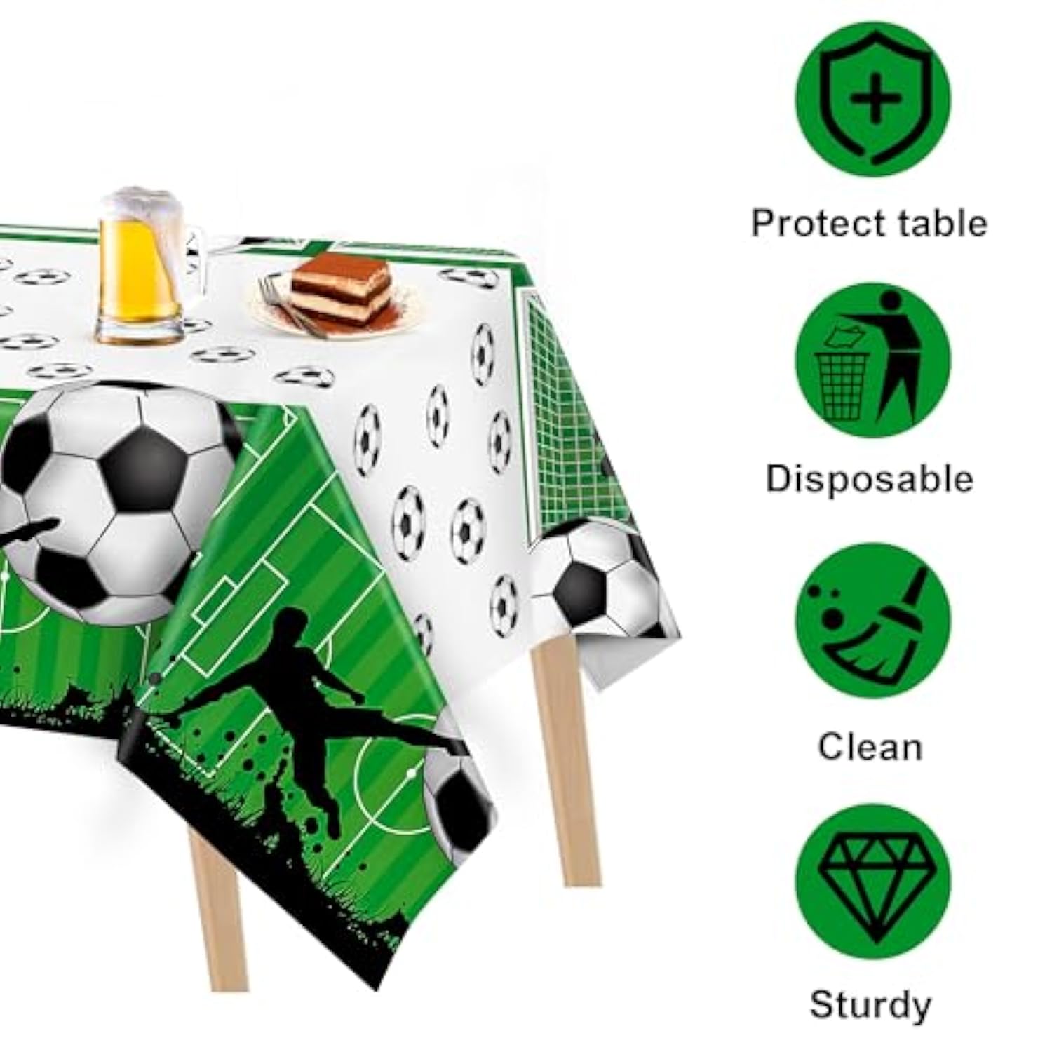 2 Pieces Soccer Party Tablecloth Plastic Soccer Themed Tablecover Disposable Rectangle Tablecloths Sports Themed Party Decoration For Soccer Birthday Supplies