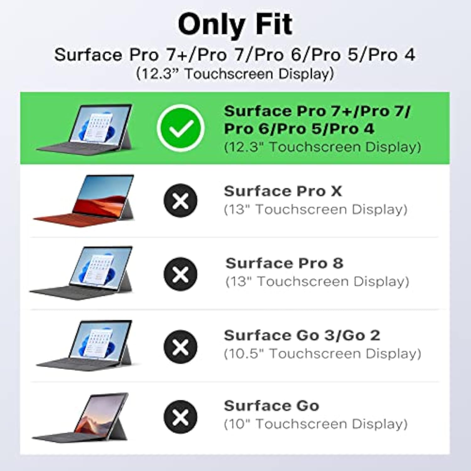 MoKo Case for Microsoft Surface Pro 7 Plus/Pro7/Pro 6/Pro 5/Pro 4/ LTE - All-i