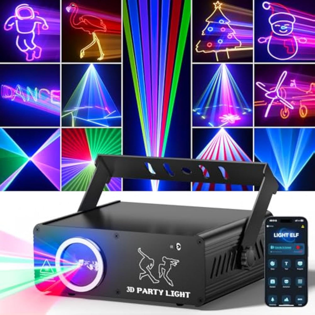 App Dj Laser Lights Professional - 200+ 3D Rgb Animation Laser Light Show, Hand Drawing, Custom Patterns, Sound Actived & Dmx Sync For Party, Stage, Club