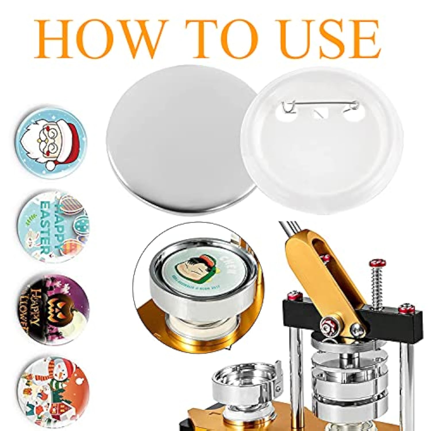 2.25 Inch Blank Button Badge Maker Pin Parts Metal Large Shells Plasti