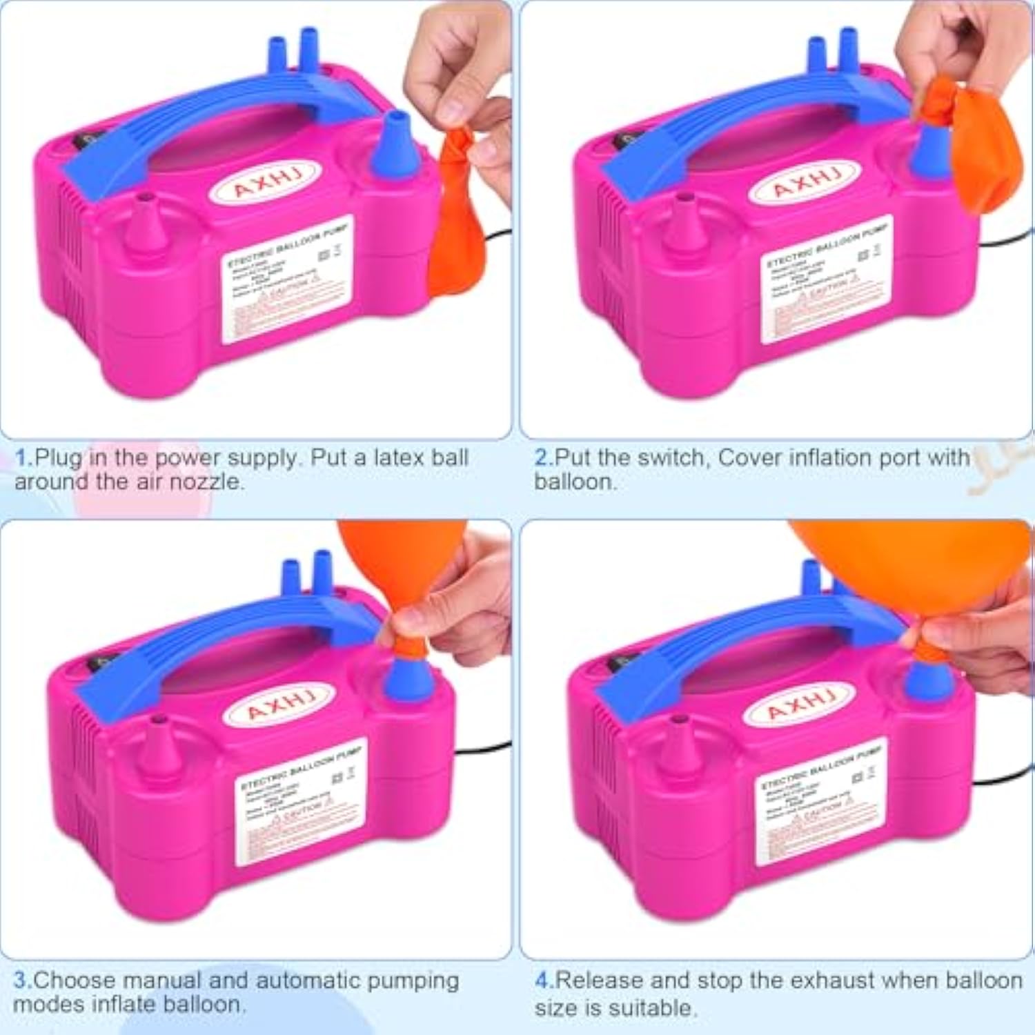 Electric Balloon Pump, Portable Dual Nozzle Balloon Air Pum Inflator B