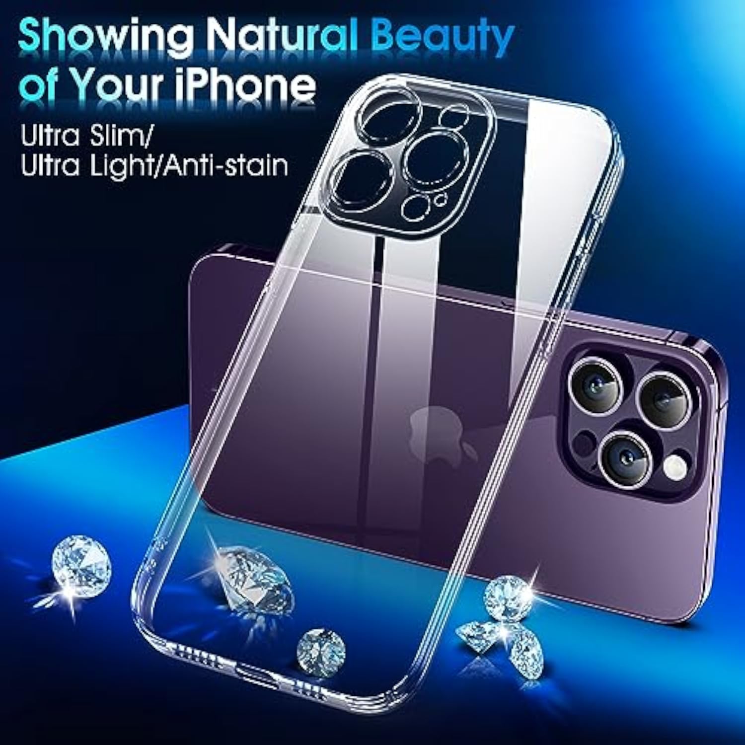 Crystal Clear Case for iPhone 14 Pro - Military Grade Drop Tested Shockproof Protective Phone Case