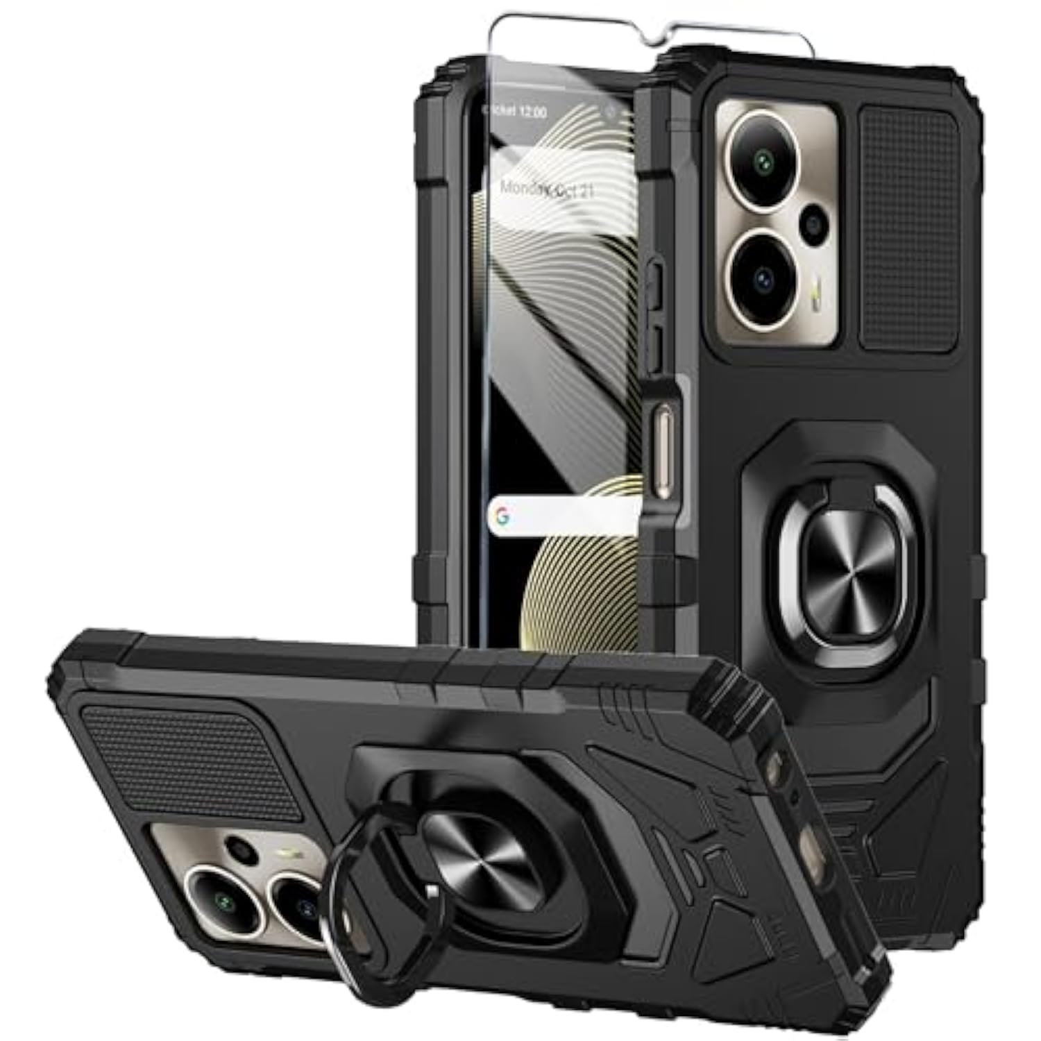 Cricket Outlast 5G Case with Screen Protector and Ring Kickstand Black