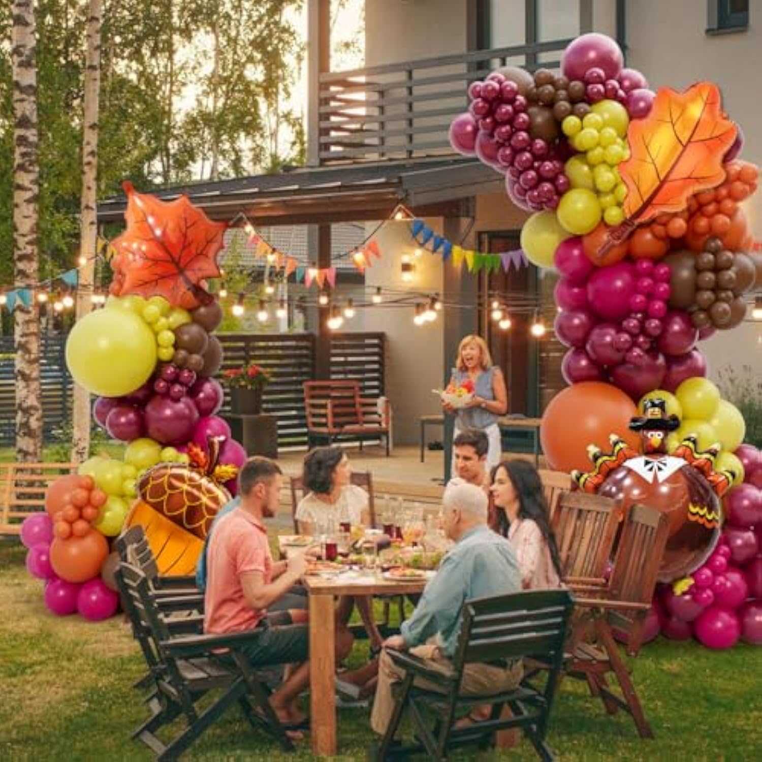 Fall Balloon Arch Kit: Thanksgiving Turkey & Maple Leaf Decor