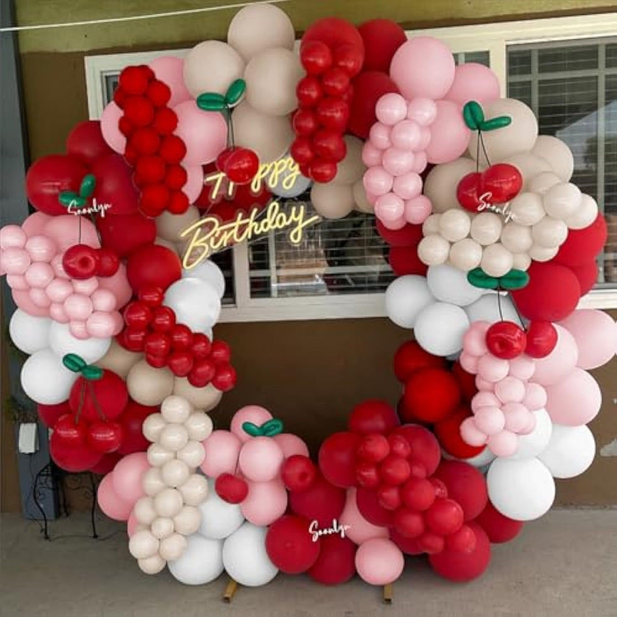 200pcs Cherry Balloon Arch Kit — Red, Pink & White Balloons for Party Decor