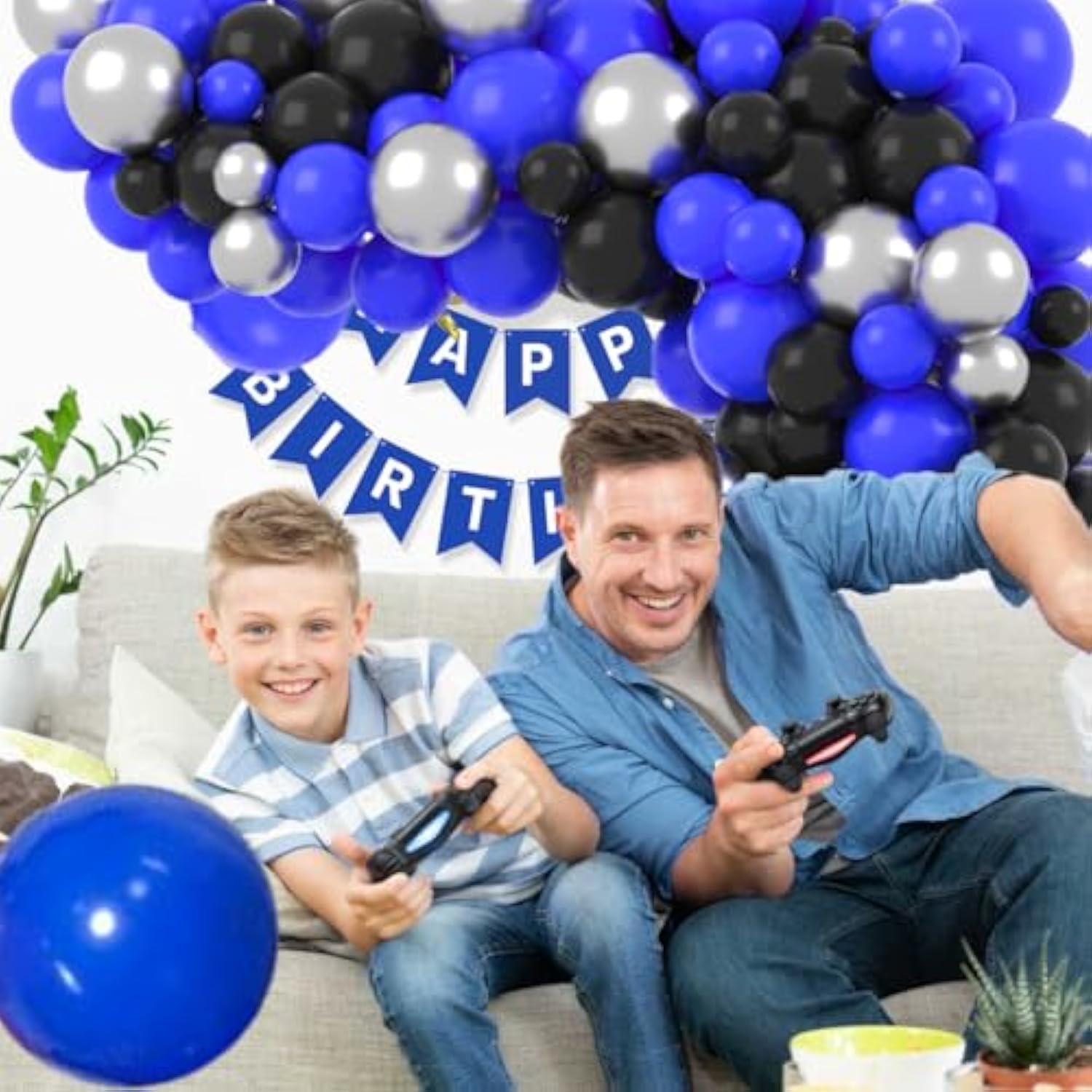Royal Blue Black Silver Balloon Garland Arch Kit - 121Pcs Royal Blue A