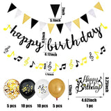Party Decorations - Music Note Latex Balloons, Happy Birthday Cake Topper, Music Note Birthday Banner For Wedding Parties