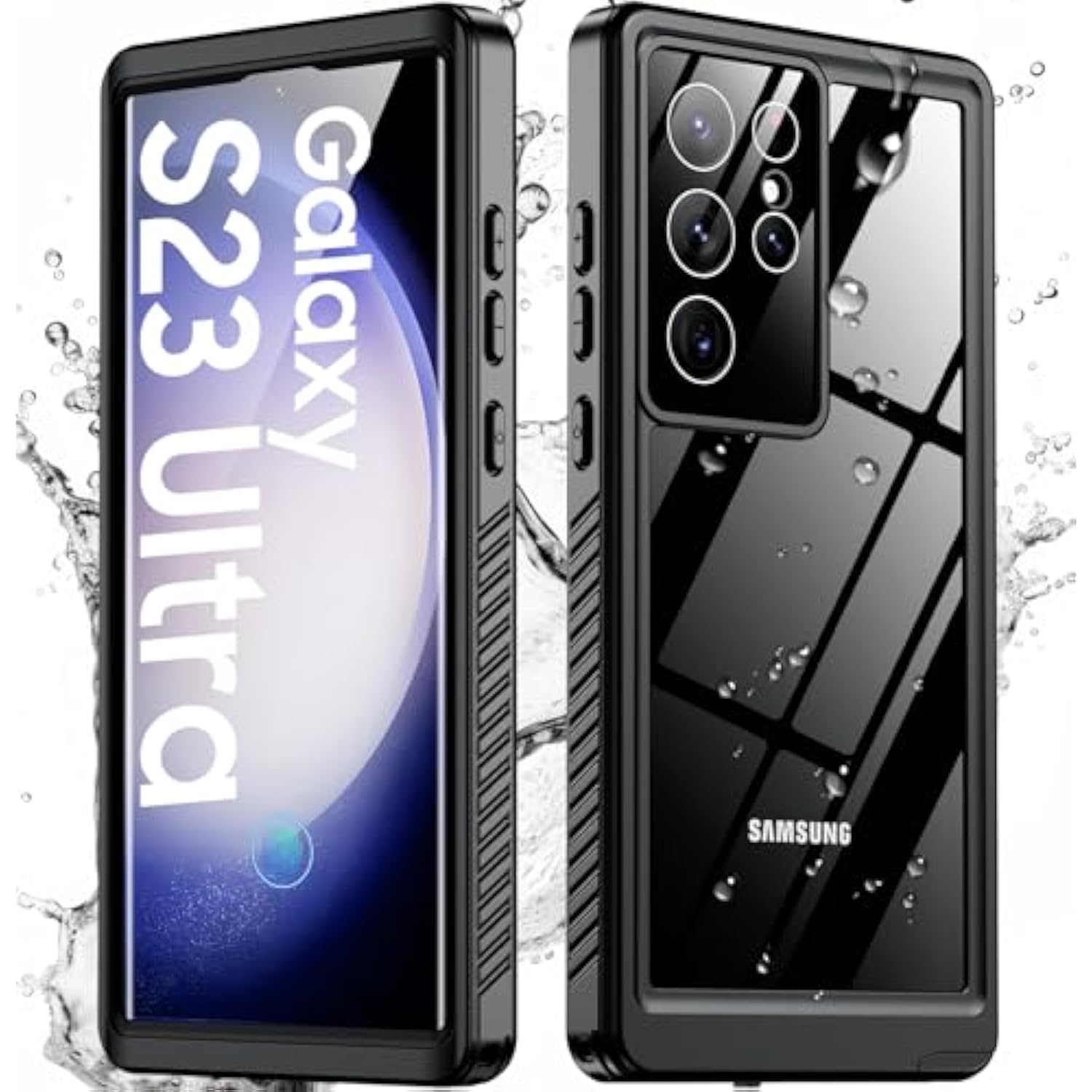 Designed For Samsung Galaxy S23 Ultra Case Waterproof,Built-In [ Screen + Camera Lens Protector][Ip68 Underwater] Full Protection Heavy Duty Shockproof Anti-Scratched Phone Case,Black