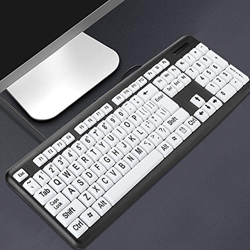 Large Print Keyboard, 104 Keys Wired Usb High Contrast Keyboard With Oversized Print Letters For Visually Impaired Low Vision Individuals(Black)