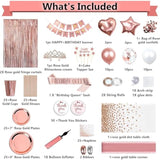 253-Pc Rose Gold Birthday Decor Set - Balloons, Tableware & More for 25 Guests
