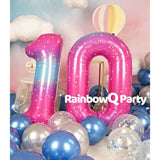 Starry Number 10 Foil Balloons: 10th Birthday Anniversary Decor