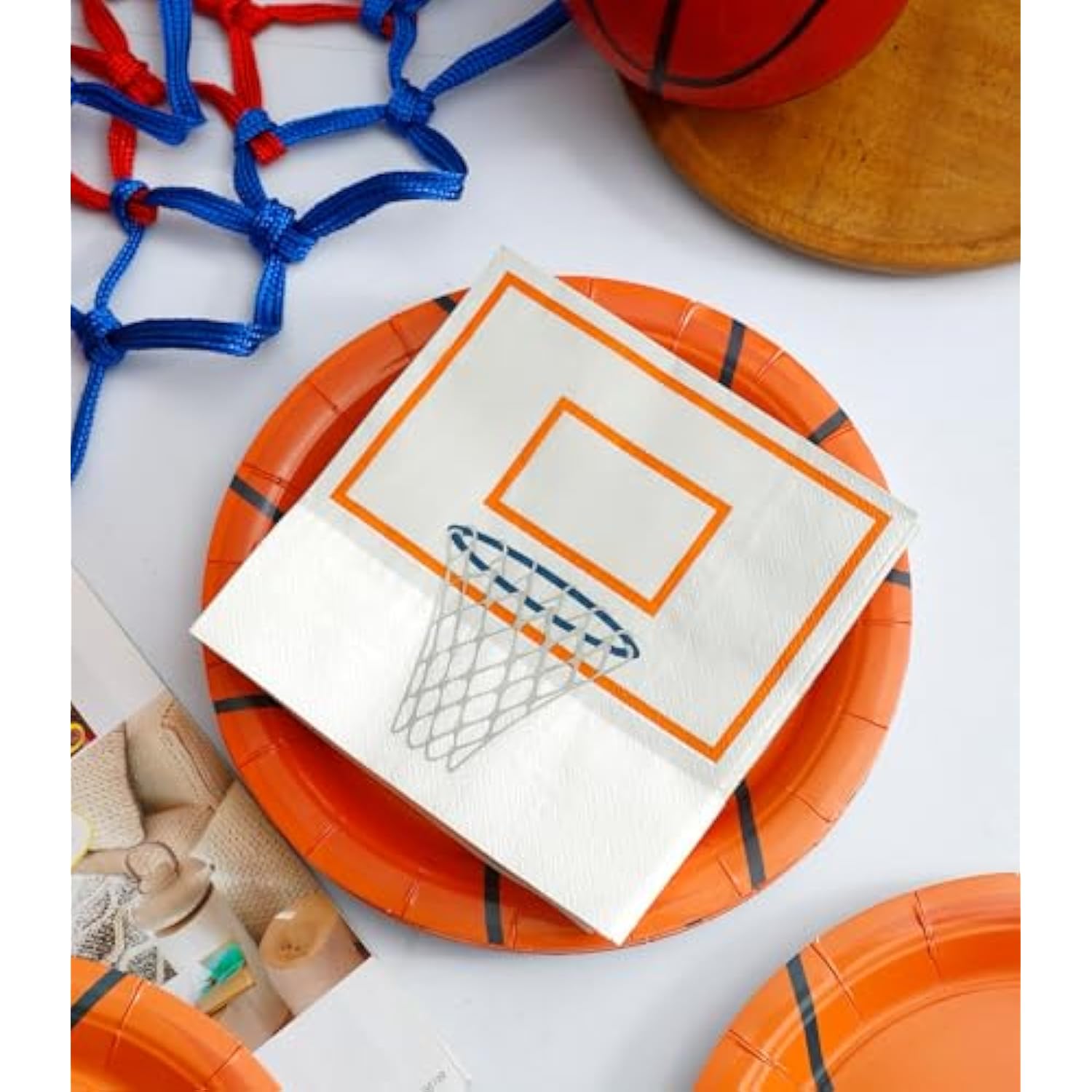 48Pcs Basketball Plates And Napkins Party Supplies - 24 Pk - 9 Inch Basketball Paper Plates 6.5 Inch Basketball Paper Napkins Basketball Birthday Party Decorations Decor