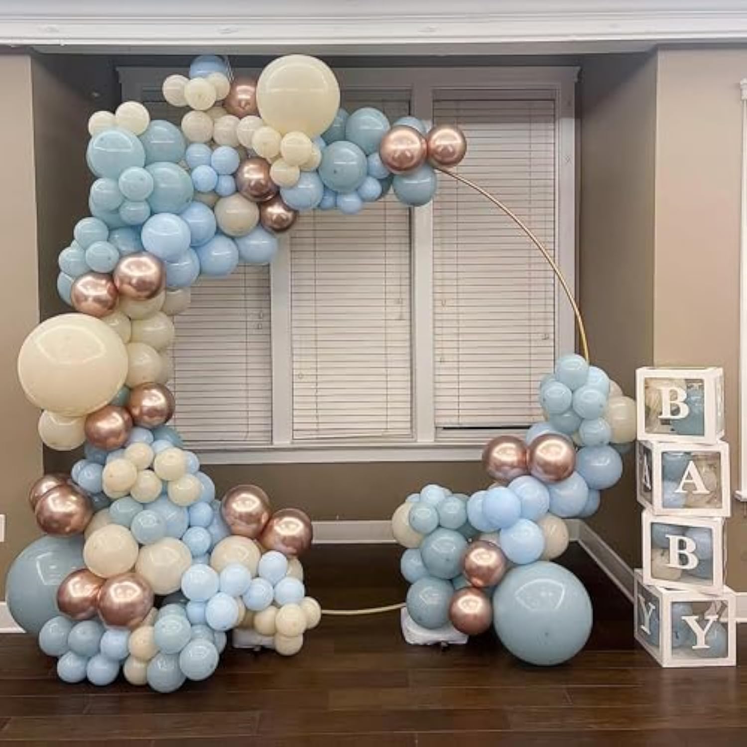 60pcs Dusty Blue Gold Balloons Set for Baby Shower, Birthday, and Party Decor