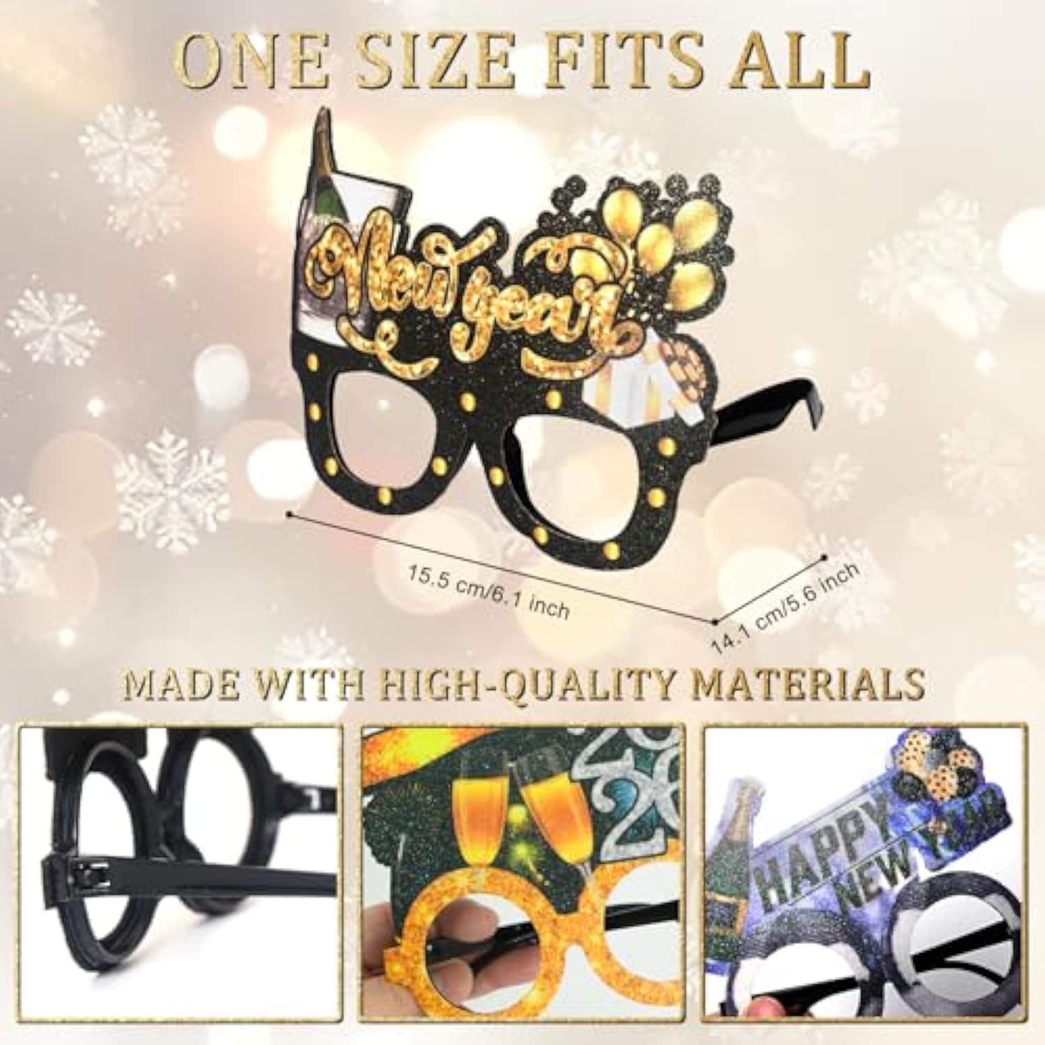 12 Pcs Happy New Year 2026 Glitter Eyeglasses: Festive Party Props & Favors