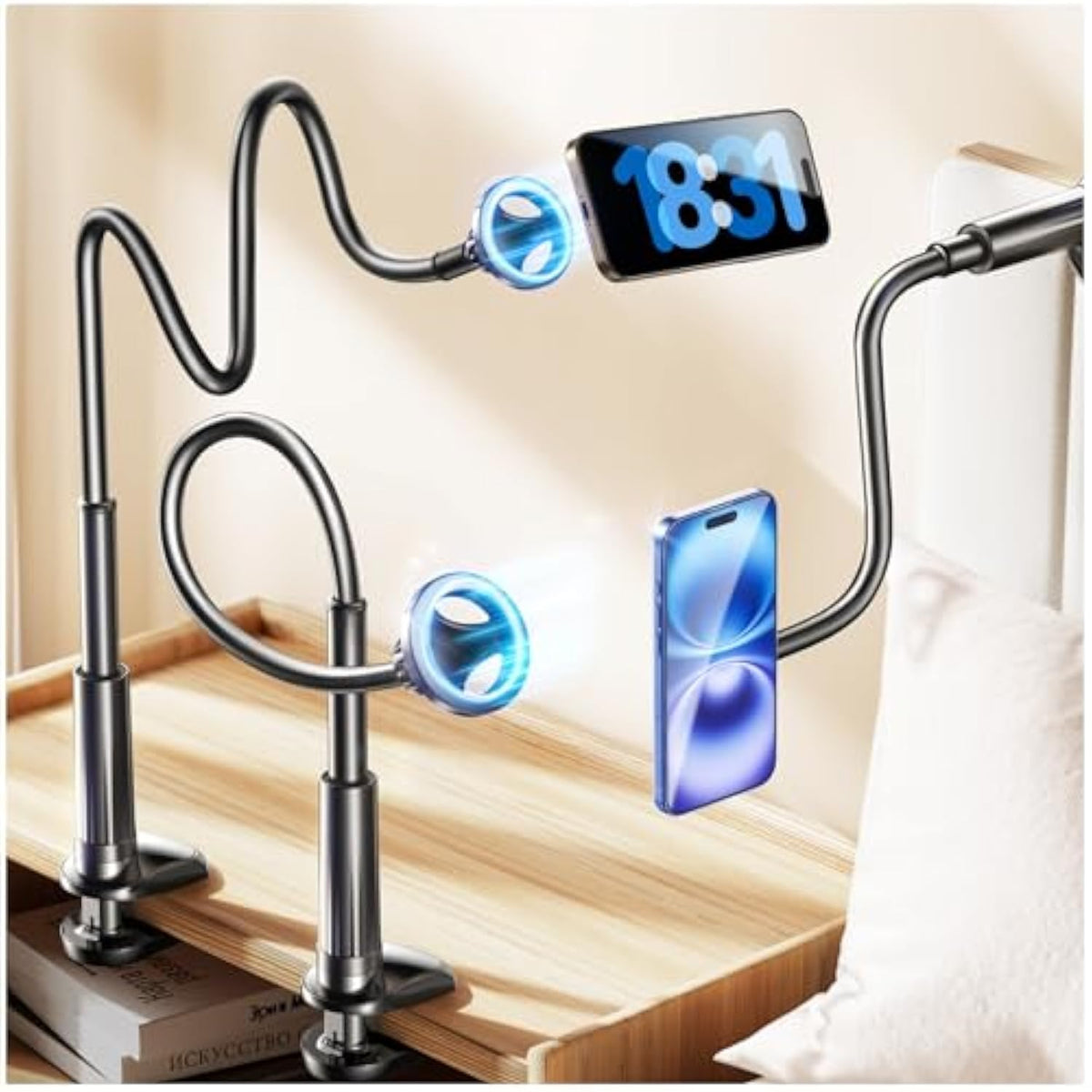 Gooseneck Phone Holder For Bed, Magsafe Stand For Iphone 16, Flexible Magnetic Adjustable Cell Phone Stand Compatible With Iphone 16 Pro 15 14 Ipad