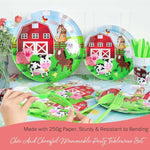 Farm Birthday Decorations, 212 Pcs - Farm Animal Birthday Party Supplies With Red Barn Backdrop, Balloon Garland, Tableware Set, Plates, Napkins, Cups, Cutlery, Serves 20 Guests