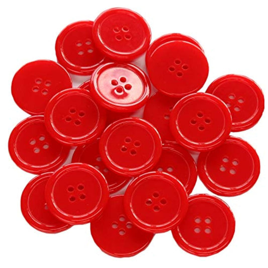 1 Inch (25Mm) Red Color Buttons For Sewing Flatback Button Crafting Di