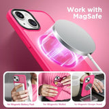 Magnetic For Iphone 14 Case,Compatible With Magsafe,[-Grade Drop Protection][Anti-Fingerprint] Slim Translucent Matte Shockproof Phone Protective Case For Iphone 14 6.1"(Hot Pink)