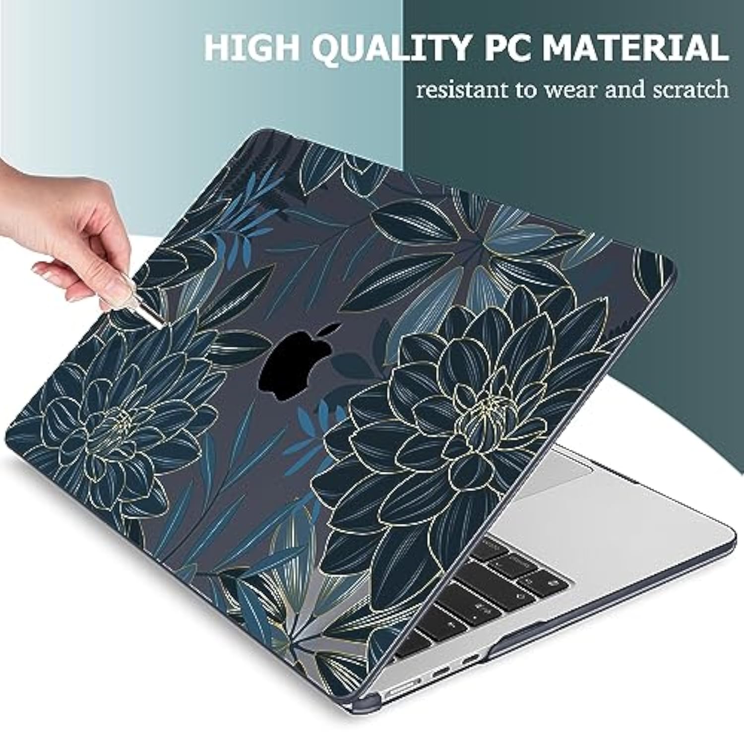 Designed For 2025/2024/2023 Macbook Air 15 Inch M4 A3241 /M3 A3114 /M2 A2941 Case, Printed Plastic Hard Shell Cover With 15.3" Liquid Retina Display Touch Id, Dahlia Flower C035