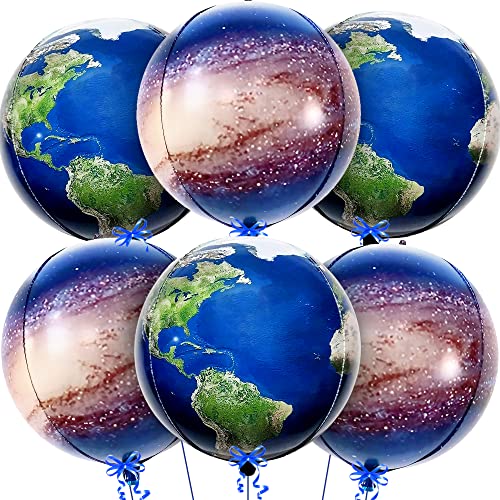 Globe Balloons and Galaxy Balloons 22 Inch, Pack of 6