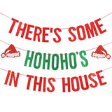 Red Green Glitter Hohohos Christmas Party Banner Decoration