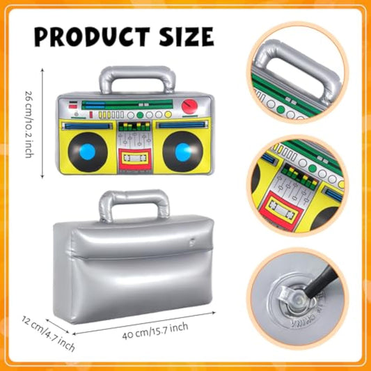 Inflatable Phone And Inflatable Radio Boombox,80S 90S Party Decorations,Hip Hop Party Decoration,Music Themed Party Decorations,Rappers B-Boys Costume Accessory For Disco Retro Theme Party Decorations