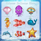 Under the Sea Animal Foil Balloons 9pcs Ocean Party Decorations