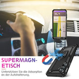 Heavy Duty Case For Samsung Galaxy S25/S24 Phone Case With Metal Ring Magnetic Kickstand, Grade Shockproof Rugged Protective Cover For Samsung S25 5G Cell Phone Cover Shell (Black)
