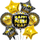 4D Happy New Year 18Inch Black Gold Foil Balloons 2026 Decorations