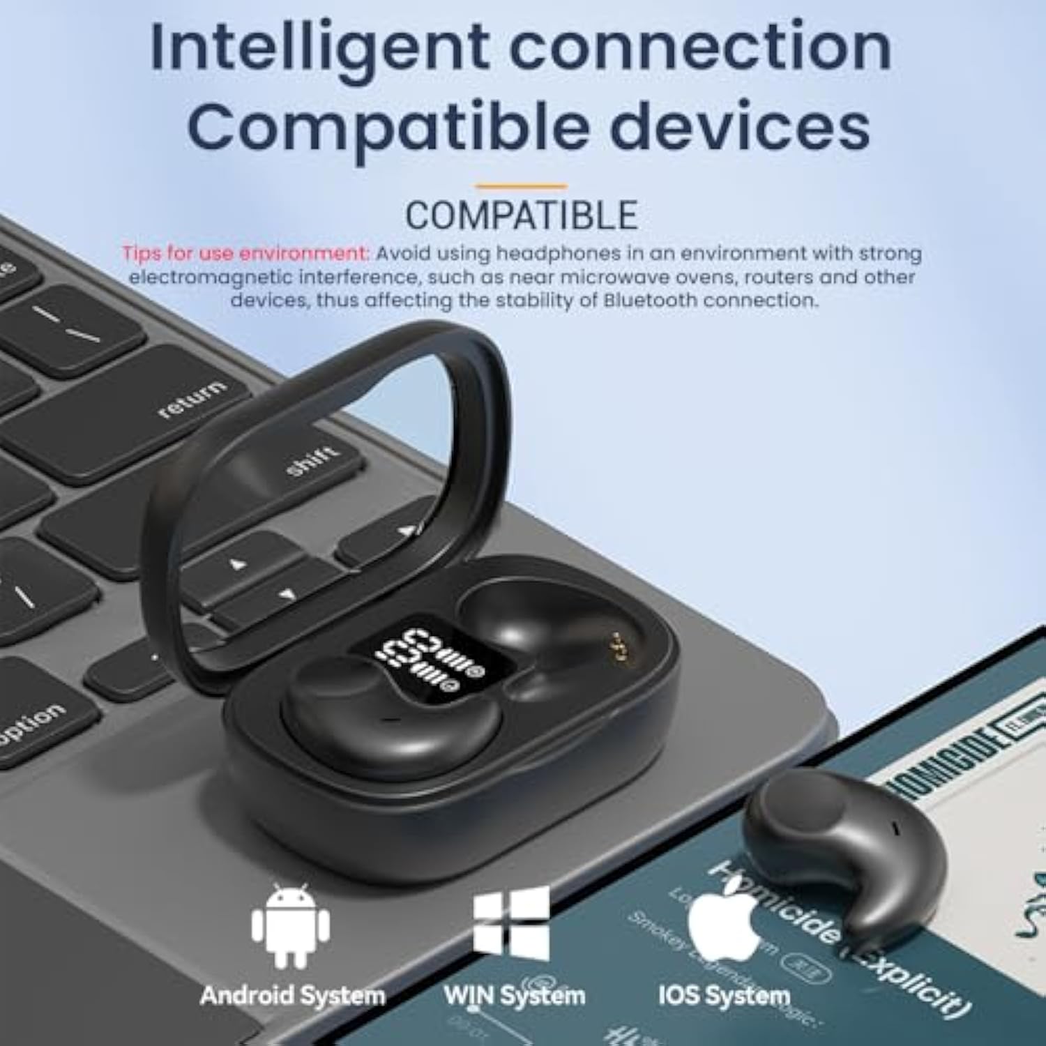 Sleep Earbuds Bluetooth In Ear Light-Weight Headphones, Mini Invisible Earplugs Small Design For Side Sleepers, 58H Playtime With Charging Case, Clear Calls& Noise Block, Off White