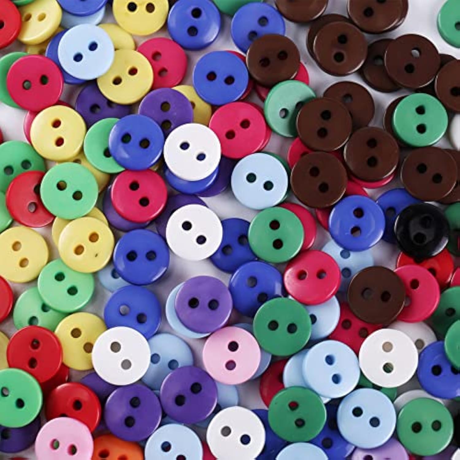 9Mm 2 Hole Tiny Size Flatback Resin Color Sewing Buttons, 15 Colors Pa