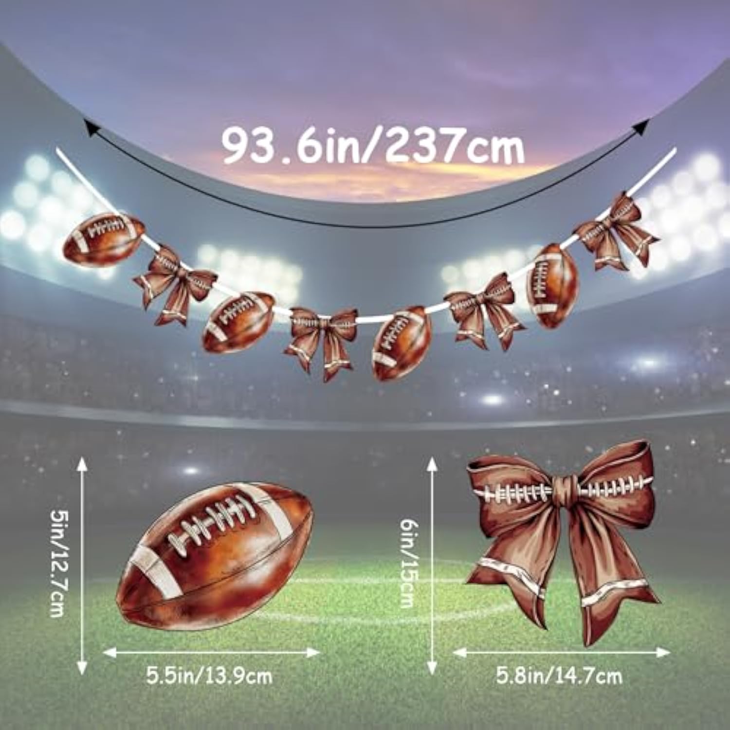 Football Party Decorations Banner Set - 4Pcs Hanging Garland Banners Paper Cutouts For Birthday, Sports Themed Game Day Tailgate Supplies Classroom Home Decor