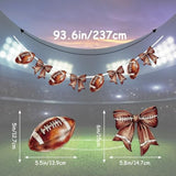 Football Party Decorations Banner Set - 4Pcs Hanging Garland Banners Paper Cutouts For Birthday, Sports Themed Game Day Tailgate Supplies Classroom Home Decor