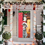 Funny Cats Merry Christmas Door Banner - Santa Cats Xmas Decoration