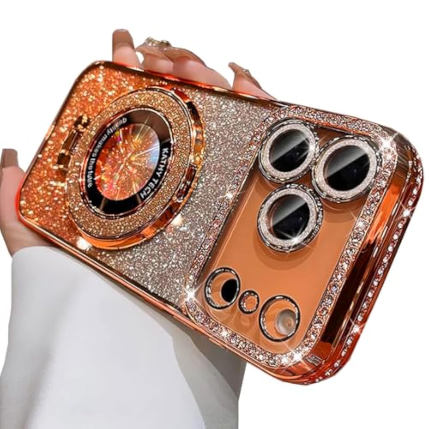 iPhone 17 Pro Max Magnetic Kickstand Case with Bling Glitter Diamond Rhinestone Ring Holder Camera Protector for Women
