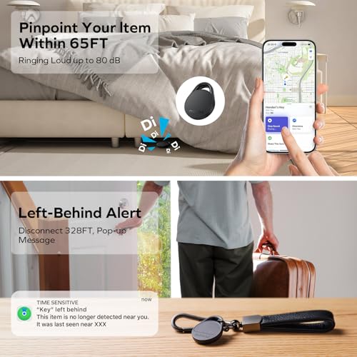 Key Finder Tracker Tag - [Apple Mfi Certified] Smart Bluetooth Tracking Device With Find My (Ios Only), Replaceable Battery, Diy Stickers, For Wallets, Luggage, Suitcases, Backpacks, 2 Pack