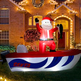 10Ft Long Christmas Inflatable Santa Fishing On A Boat,Christmas Captain Santa Claus Outdoor Blow Up Inflatable Santa Gi