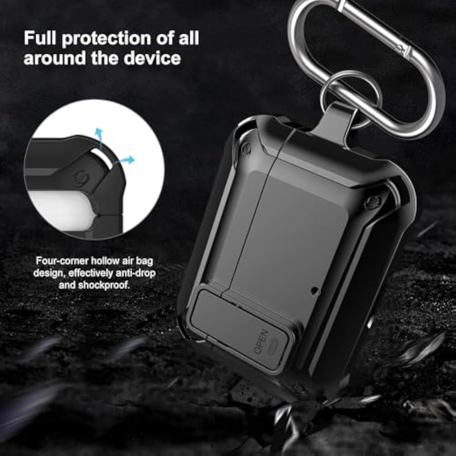 Compatible With Jbl Vibe 200Tws/Jbl Vibe Beam Case Cover Lock Clip With Cleaner Kit,Cool Protective Cover Men Women With Carabiner For Jbl Vibe Beam 2 Charging Case - Black