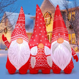 6.8 Ft Width Christmas Inflatable Gnomes Outdoor Decoration Blow Up Yard Three Xmas Midgets Holding Hands With Built-In