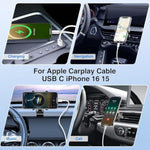 Usb C Car Charger For Iphone 16 15 Pro Max, 40W Dual Port Usb-C & Usb-A Car Fast Charging Adapter, 2X3Ft C To C Cable & A To C Carplay Cable For Iphone 16 15 Plus/16 15 Pro Max, Ipad, Samsung