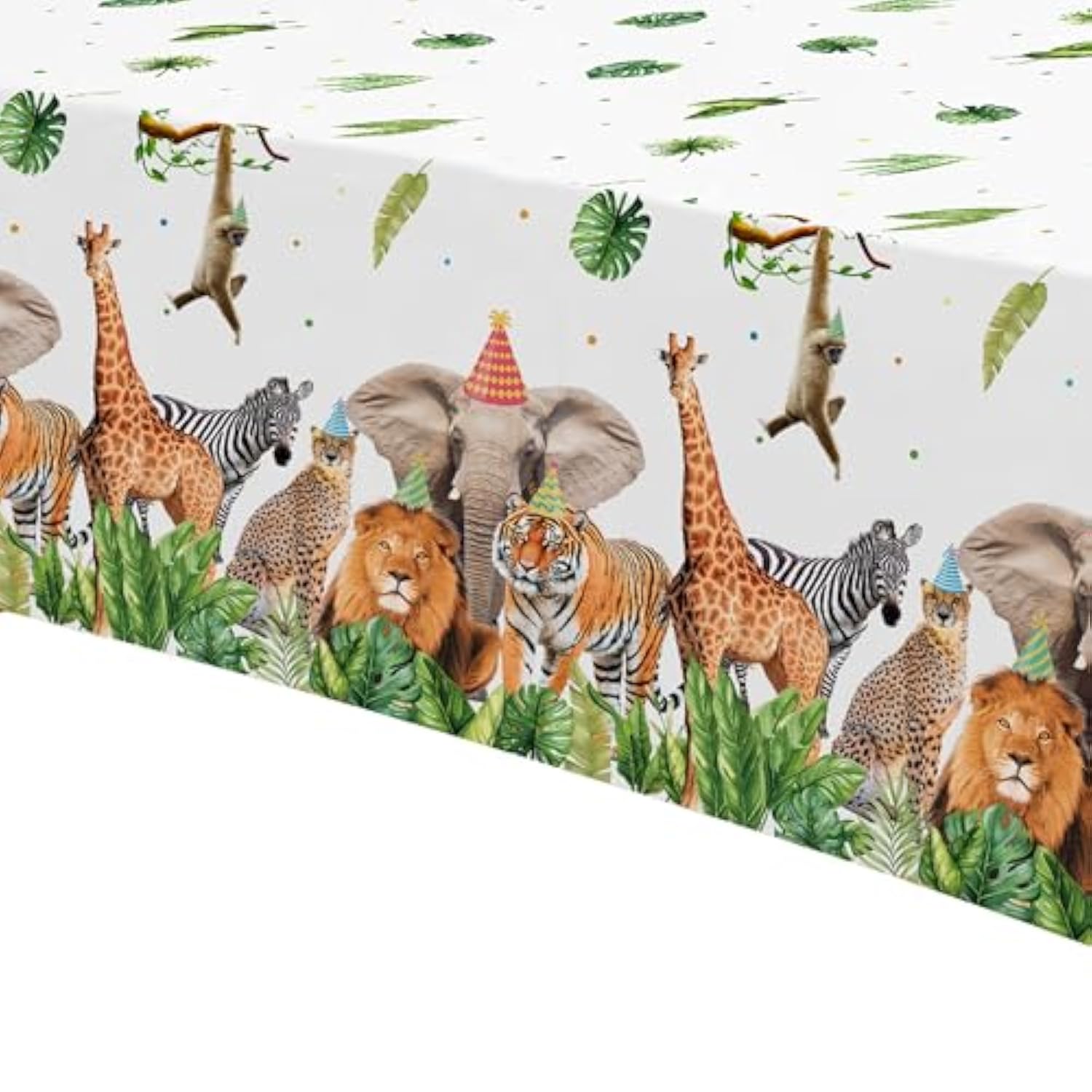 Jungle Animal Safari Party Decorations Tablecloth For Birthday Baby Shower, 3 Pack Disposable Zoo Wild Animals Birthday Party Supplies Table Cover, 55In X 86In