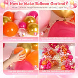 Pink And Orange Balloons Garland Arch Kit 153Pcs With Star - 22 18 12 10 5In Different Size Hot Pink Orange And Gold Confetti Latex Balloons For Birthday Baby Shower Wedding Party Decorations