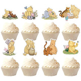 48Pcs Winnie Bear Cupcake Toppers, Classic Bear Themed Decorations For Baby Shower/Birthday 8 Designs