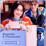 Compatible With Iphone 12 Case With Built-In Camera Lens Protectors Translucent Magnetic Iphone 12 Phone Case 6.1" [Compatible With Mag-Safe][Great Grip Feeling], Pink