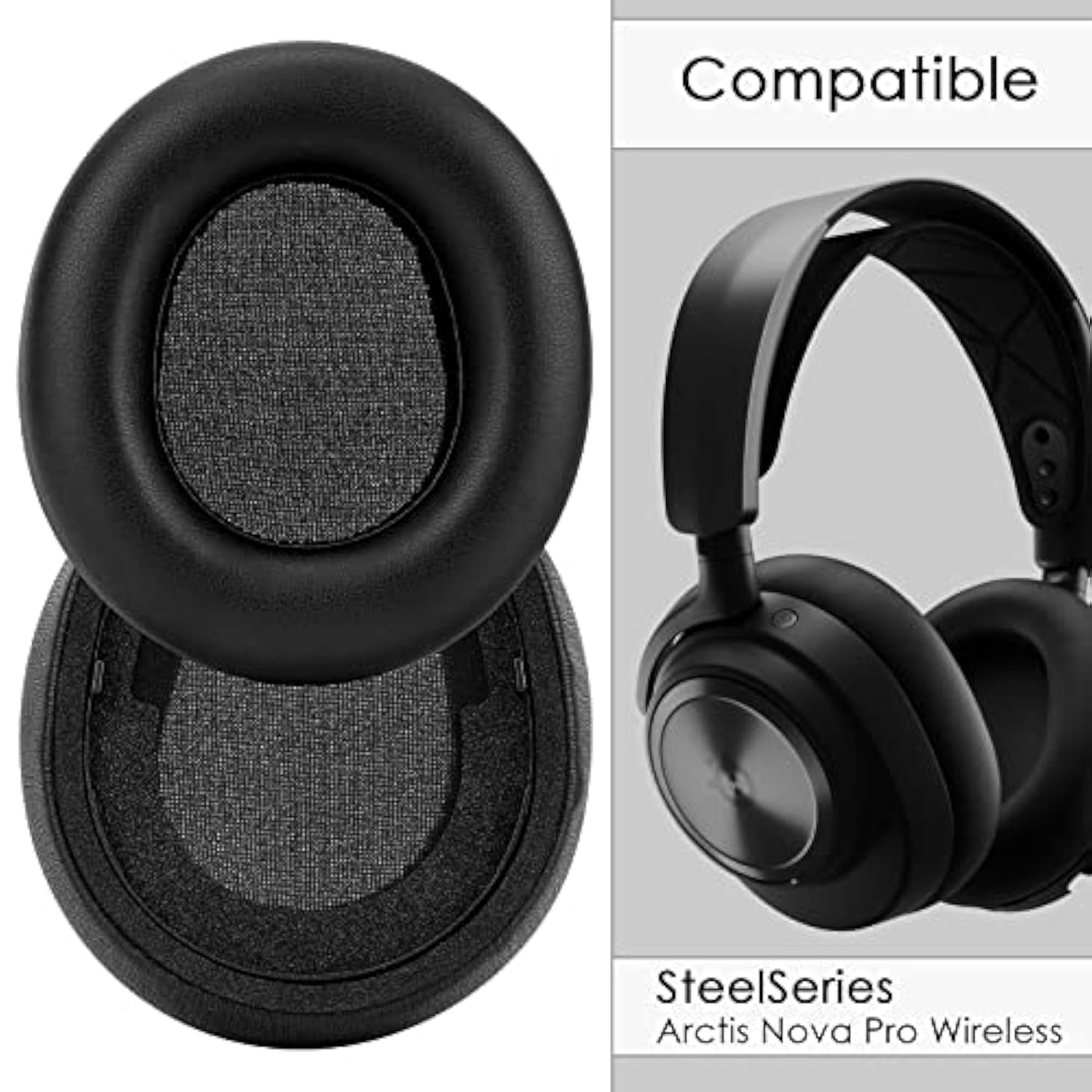 Replacement Ear Pads For Steelseries Arctis Nova Pro Wireless Headphones, Headset Earpads (Protein Leather/Black)