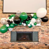 50-Pack 12-Inch Green, Black, and White Balloons with Confetti for Themed Parties